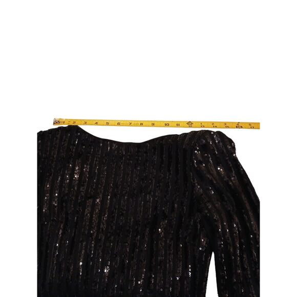 Forever 21 Black Sequin Bodycon Mini Dress Sz S SPARKLE Party Holiday New Years - Picture 8 of 16